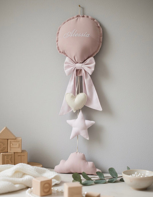 Fiocco palloncino "Nuvola di Sogni" – Rosa Cipria e Righe
Personalizzabile